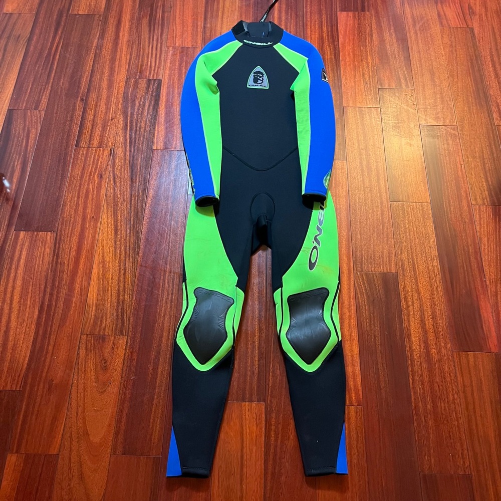 ONeill Wetsuit Mens (30x27) 3mm Full Body Back Zip Neon Green Blue Surf Diving